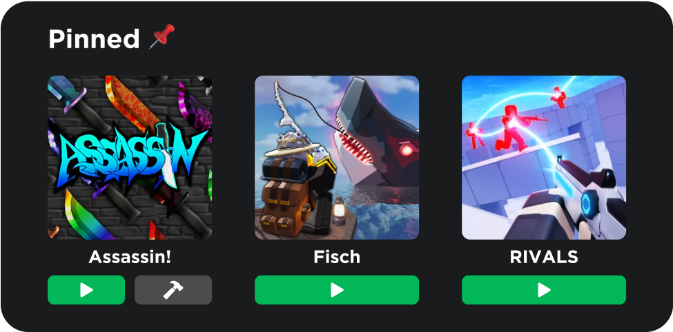 RoGold Free Pinned Games Feature